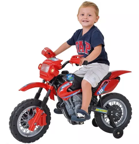 Moto Elétrica Infantil Criança Menino Motocross Homeplay Ver