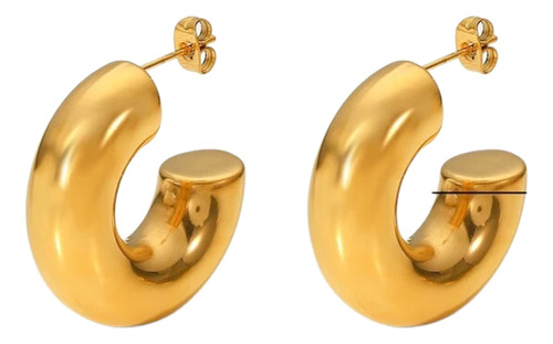 Arracadas Hoops Chunky Bold Acero Inoxidable Baño Oro 18k