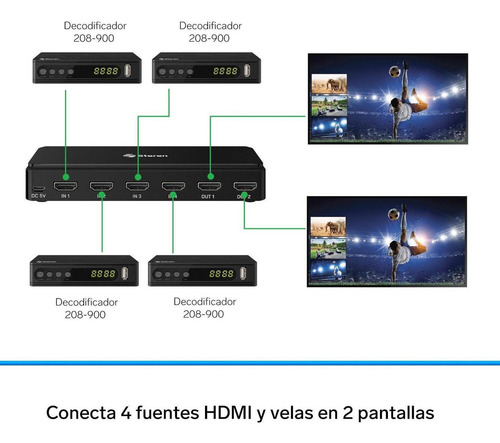 Steren Selector Hdmi 4k De 4 Entradas Y 2 Salidas