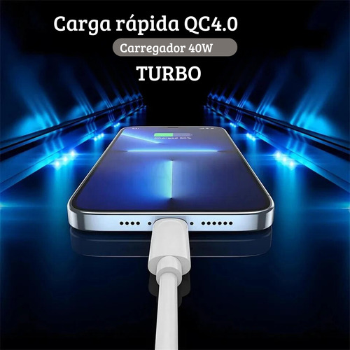 Kit Fonte Carregador Turbo 40w E Cabo Usb Tipo C Para iPhone