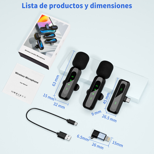 Micrófono Lavalier Inalámbrico Para iPhone iPad Y Android