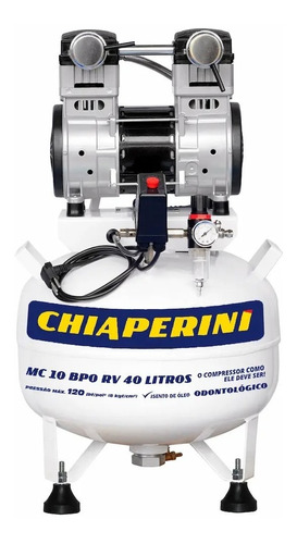 Compressor Odontológico 10 Bpo 40 Litros S/óleo Chiaperini Cor Branco 110V