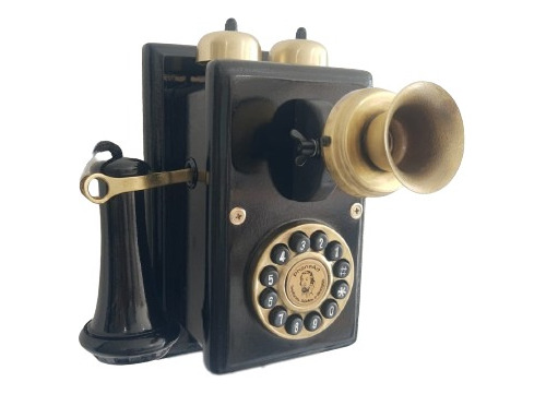 Telefone Antigo Nelparede Preto Com Dourado