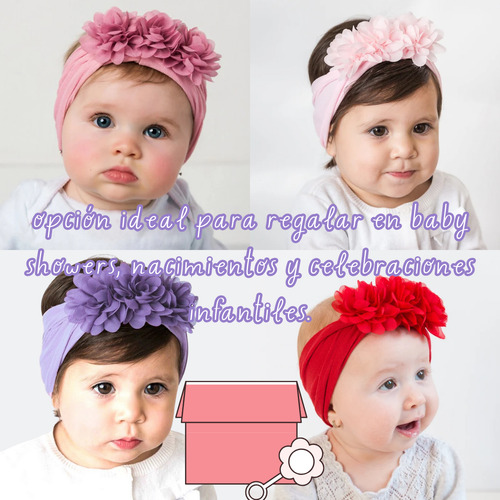 Diademas Niñas Bebes Turbante Flores Banda Elástica Moda Color Paquete 2