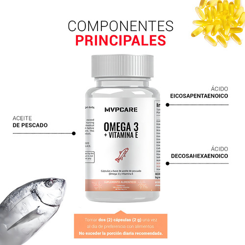 Omega 3 De Salmón 100 Cápsulas Salmon Oil Mvpcare Sin Sabor Mvpcare