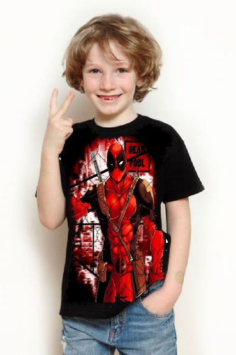 Camiseta Camisa Infantil Deadpool Full Print 