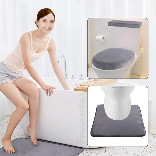 Framendino, Juego De Alfombrillas De Baño De Espuma De Gris