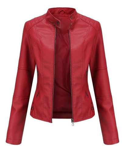 Chaqueta De Cuero Biker Slim Para Mujer Nueva 2023