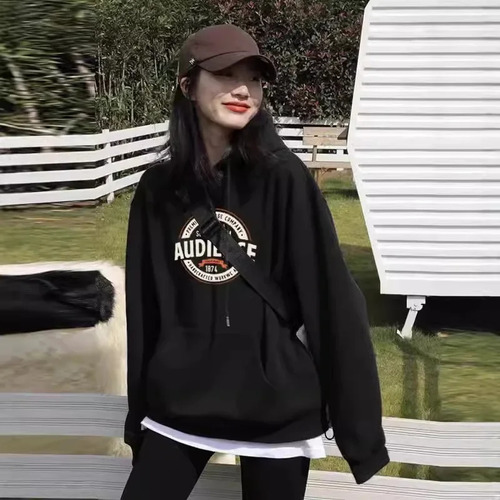 Sudadera Con Capucha Para Mujer, Corte Holgado, Fibra De Pol