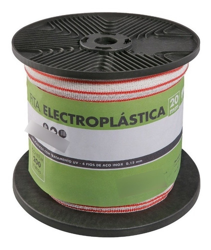 Fita Eletroplástica P/ Cerca Rural 20mm / 200m / 4 Fios Aço