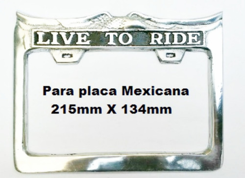 Portaplaca Motocicleta Live To Ride  Placa 215 Mm X 134 Mm