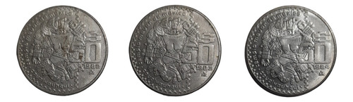 3 Monedas De 50 Pesos 1982 1983 1984 Coyolxauhqui C R 9
