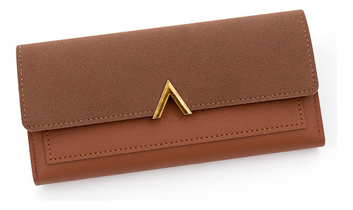 Cartera De Pu Larga Simple Para Mujer Con Ranuras Para Tarje