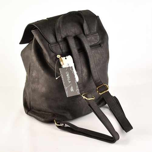 Imagen 6 de 6 de Mochilas Simil Cuero Mujer Urbanas Tachas Facultad Grandes