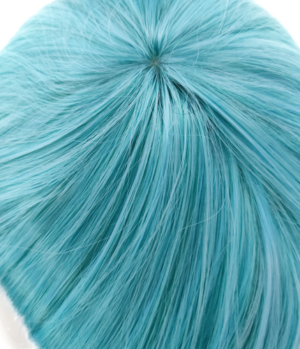 Peluca Azul Turquesa Corta Con Fleco Largo Para Cosplay Tamaño De La Base Unitalla