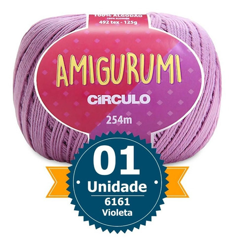 Linha Fio Amigurumi 100% Algodão Trico Croche Círculo 254m Cor 6161 - Violeta