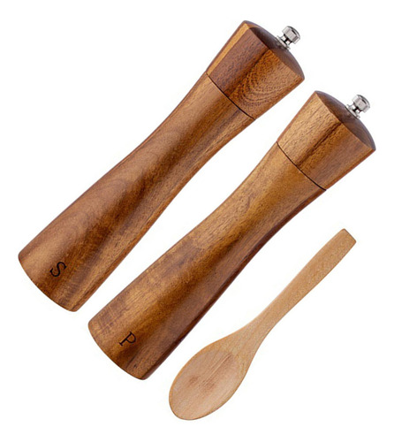 Compatible Juego De Molinillo De Pimienta De Madera Manual