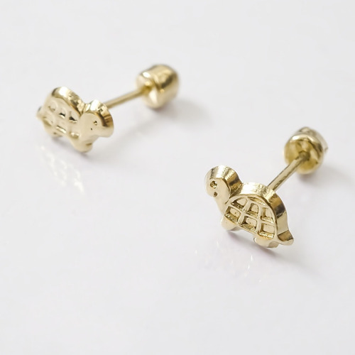Amor Eterno - Broqueles Tortuga Mini Bebé / Aretes / Oro 10k