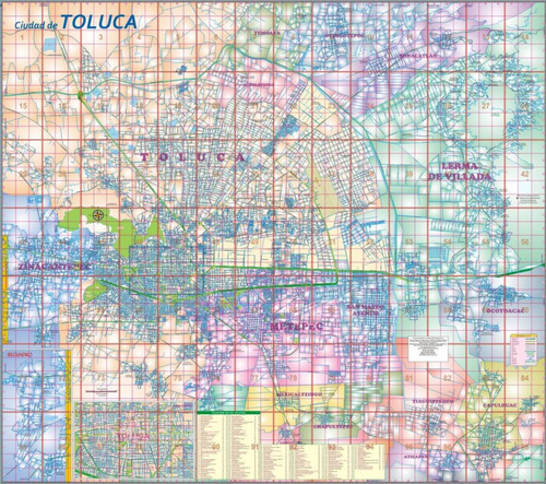 Mapa De Ciudad De Toluca Por Colonias Mural Gigante