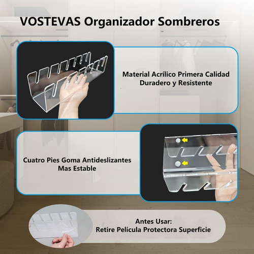 Soporte De Acrílico Para Sombrero Gorras Béisbol(4 Paquetes)