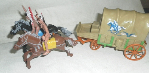 Lote De Una Carreta Y 2 Indios Lejano Oeste