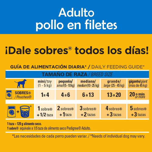 Imagen 5 de 5 de Pedigree, Alimento Perros Adultos, Pollo, 30 Sobres 100g C/u