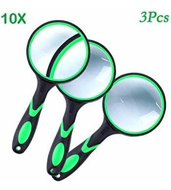 3pcs Lupa 10x Portátil Lupa De Lectura, 65 Mm Más Grueso De