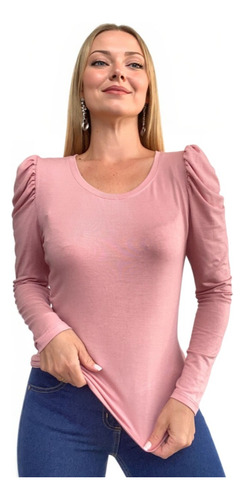 Remera Camiseta Basica Mujer Lisa Manga Larga Princesa