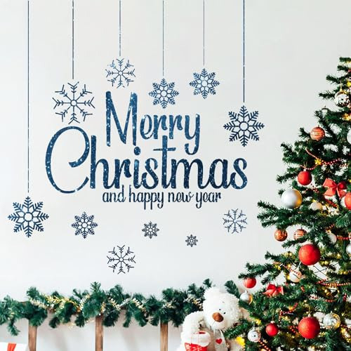 Adhesivo De Pared Feliz Navidad Árbol Nieve 26  × 24 