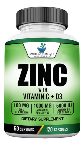 Zinc 100 Mg Vitamina C 1000 Mg Vitamina D 5000 Iu 120 Cap