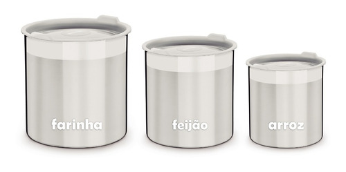 Conjuntos de recipientes de 3 potes de aço inoxidável Tramontina