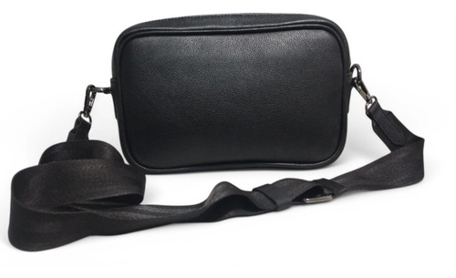 Bandolera, Crossbody, Neceser De Mantarraya Negro Lisa Níquel Negro