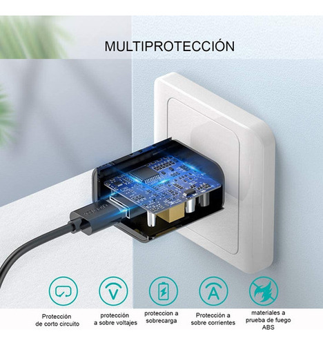 Cargador Celular Tableta Cubo Usb Carga Rapida 5v 2a Color Blanco