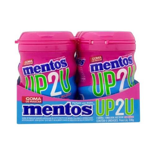 Pack Goma De Mascar Mentos Up2u Pote 336g 6 Unidades