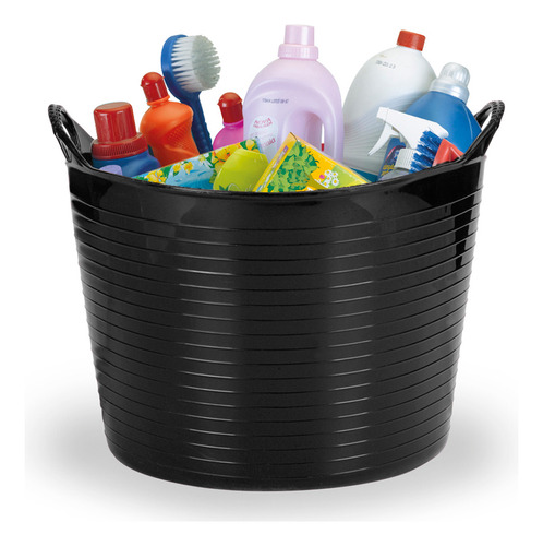 Cesto Multiuso Redondo Flexível Preto Roupa Limpa Arthi30l
