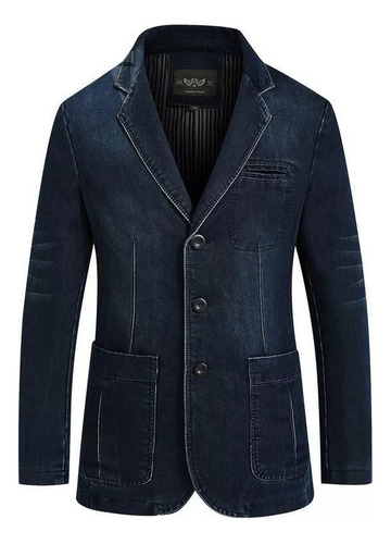 Blazer Alfaiataria Masculina Jeans Bolso Grande Slim Cut