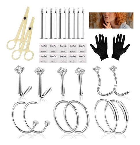 Gakonp - Kit De 34 Piercings Con Agujas De Perforacin De Ace