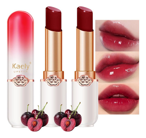 Kaely 2 Balsamos Labiales Tenidos De Cereza Negra Y Roja, Ju