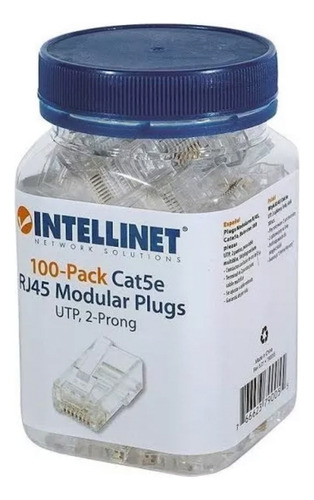 Plug Modular Rj45 Intellinet Utp Cat5e Bote 100 Psz Oro 15 M