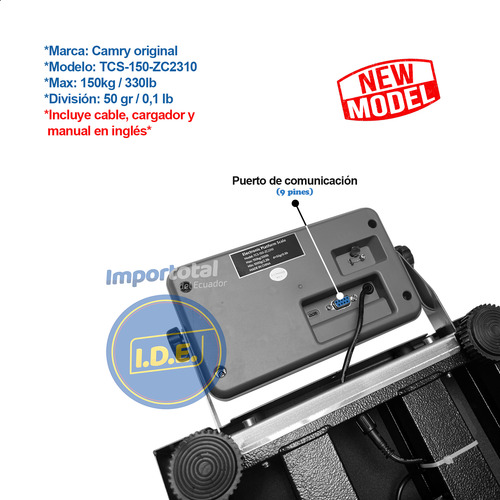 Balanza Portátil Camry Plataforma 40x30 Cm / 330 Lb Ó 150 Kg