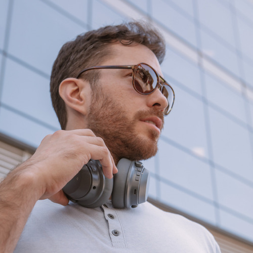 Auriculares Bluetooth Over Ear Hune Fauna Anc Sustentables 50h Gris