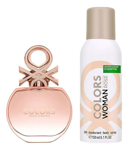 Set Benetton Colors Rose 2pz 80ml Edt Spray - Mujer