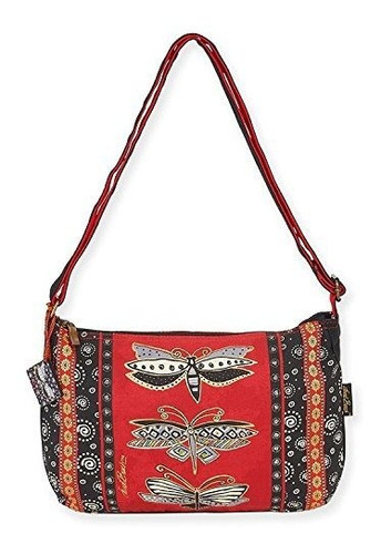 Laurel Burch Crossbody Bolso, 15  X 10  Black & White Libélu