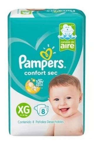 Pampers Confort Sec Xxg O Xg Pañales 14 Kg X 8 Unidades 