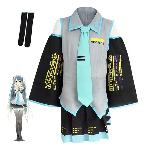 Anime Vocaloid Miku Hatsune Vestido Cosplay Disfraz Conjunto