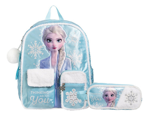 Kit Mochila Frozen Lapicera Original Ruz Primaria Azul Azul