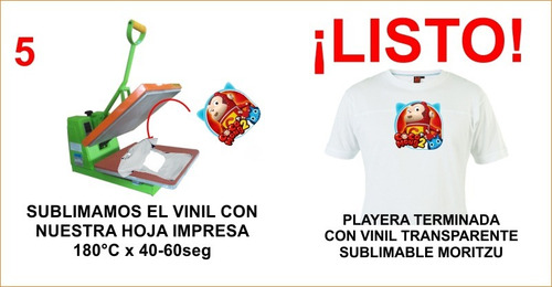 Imagen 4 de 4 de Vinil Textil Sublimable Transparente Playera Novedad Moritzu