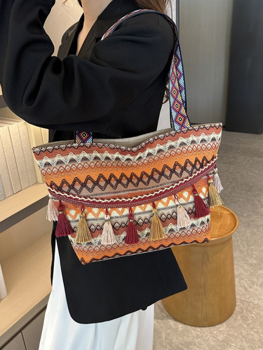 Bolso De Mano Bohemio Con Borlas Para Mujer, Estilo Casual