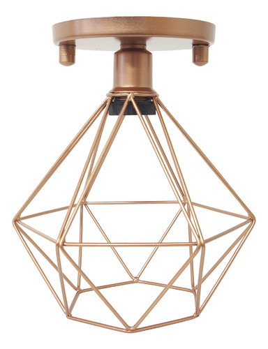 Lustre Plafon Industrial Aramado Diamante Cobre Rose Gold