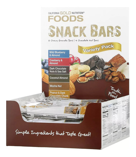 California Gold Nutrition Barras De Snack 12pzs Variadas Sabor Sin Sabor